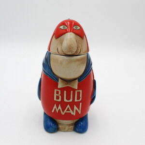 Budweiser Bud Man Beer Stein Ceramic Lid Mug 1975 Collectible Ceramarte Brazil